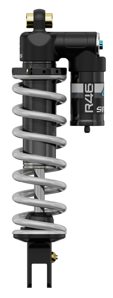 3D render of Sirris R46 Rear shock for electric dirt bikes.